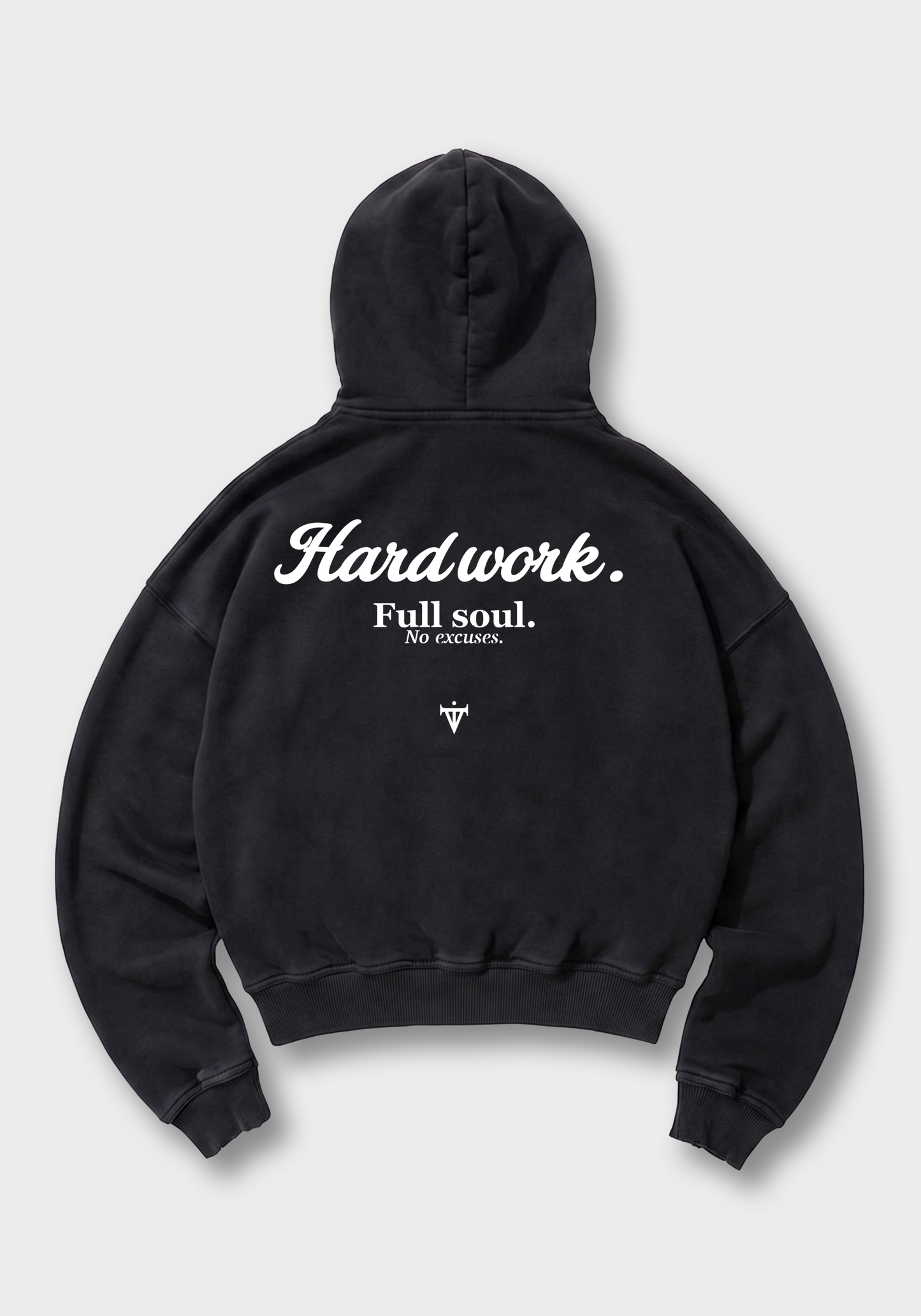 Hard work no excuses Oversized Hoodie - Black Back (Designed)