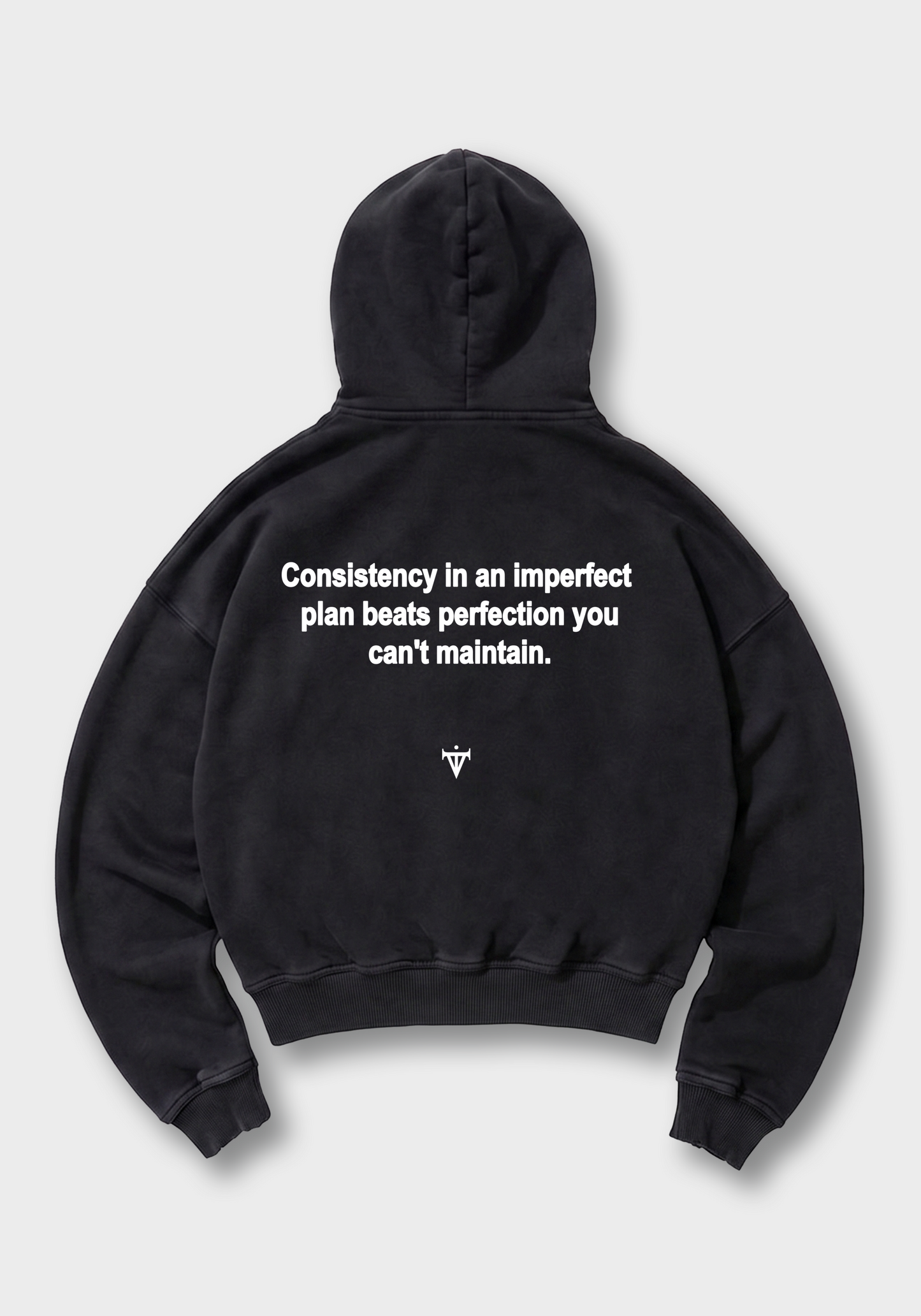 Consistency beats perfection Oversized Hoodie - Black Back (Designed)