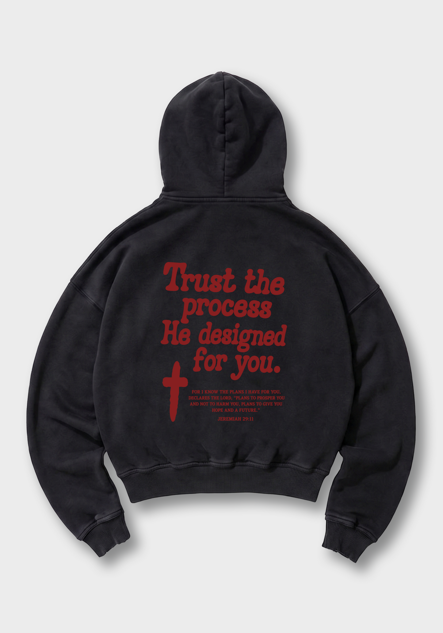 Trust the process Oversized Hoodie - Black Back (Designed)