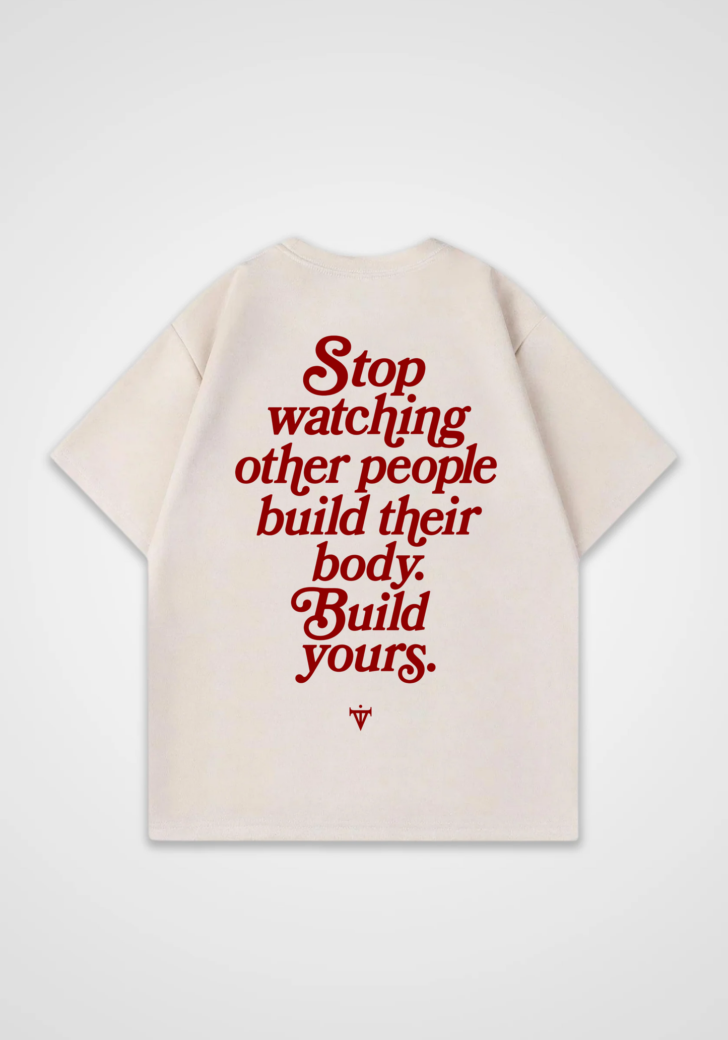 Stop watching other people Oversized Shirt - Beige Back (Designed)