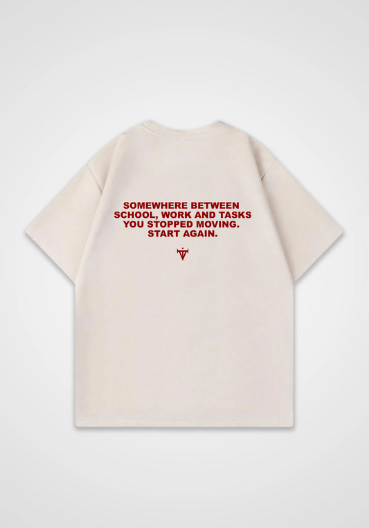 Start again Oversized Shirt - Beige Back (Designed)