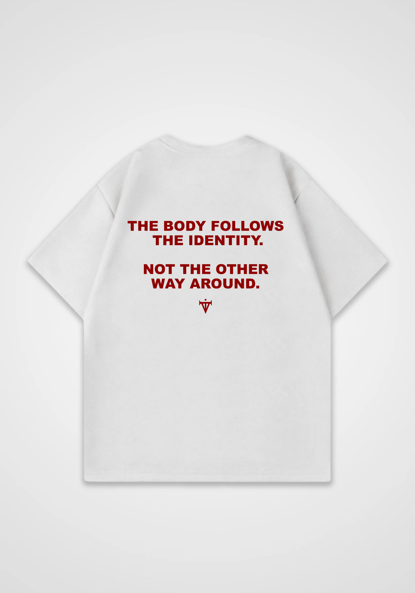 The body follows the identity Oversized Shirt - White Back (Designed)