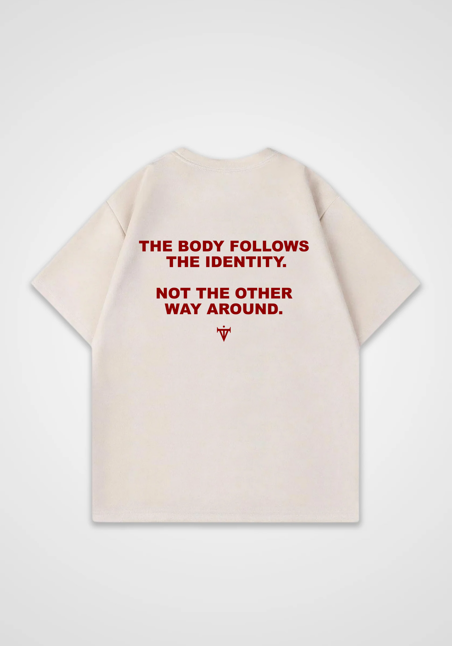 The body follows the identity Oversized Shirt - Beige Back (Designed)