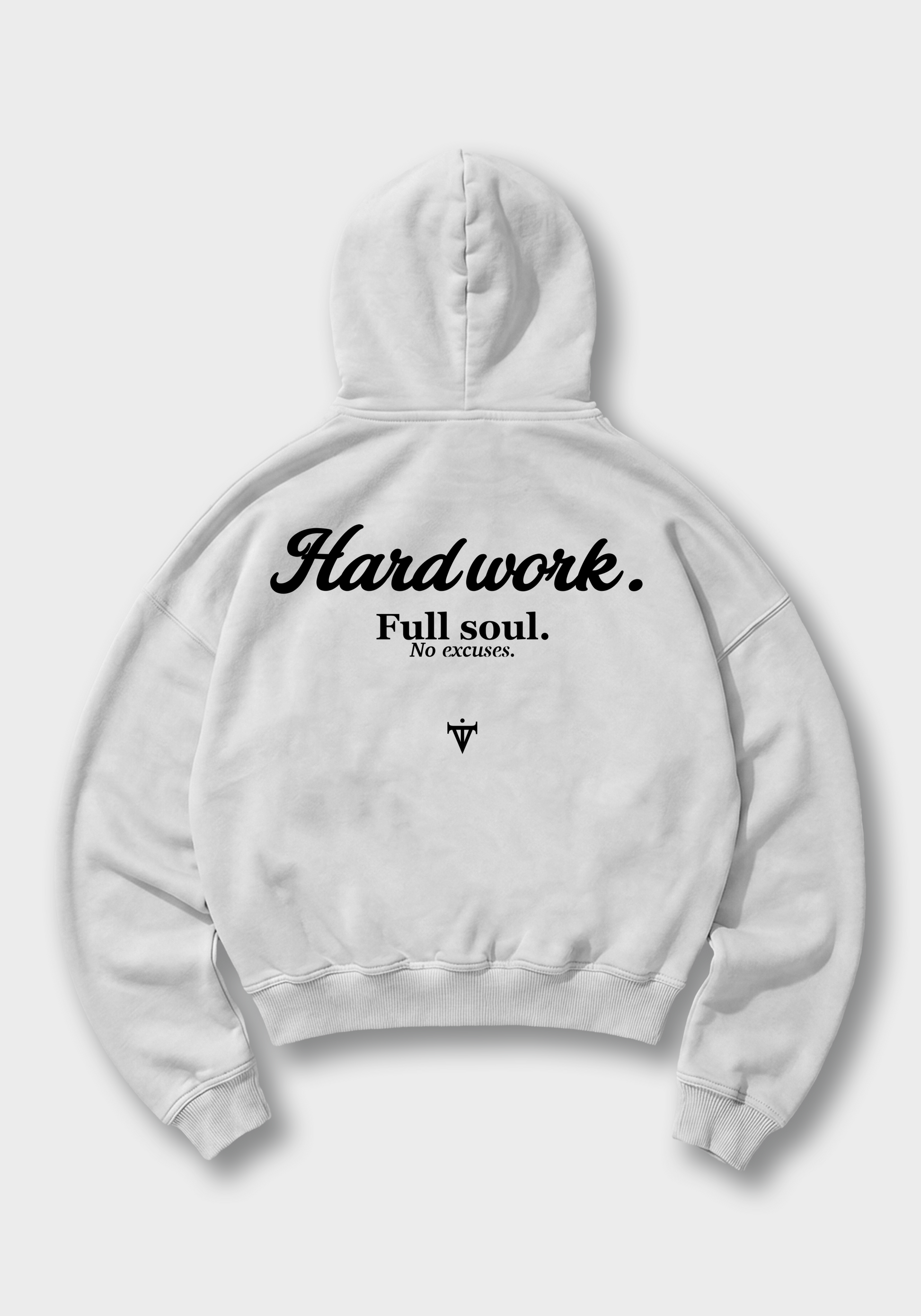 Hard work no excuses Oversized Hoodie - White Back (Designed)