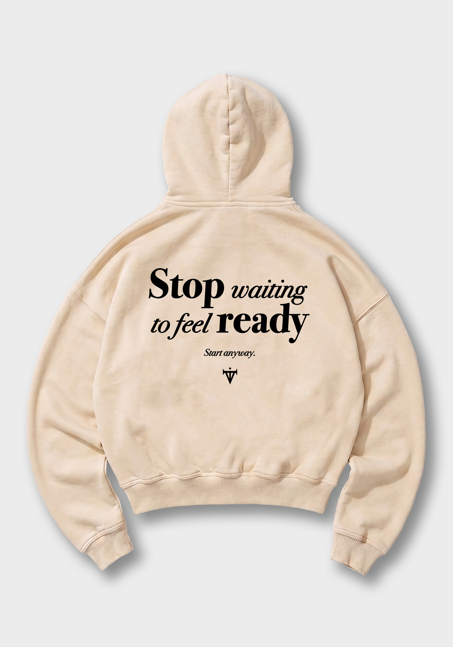 Stop waiting Oversized Hoodie - Beige Back (Designed)