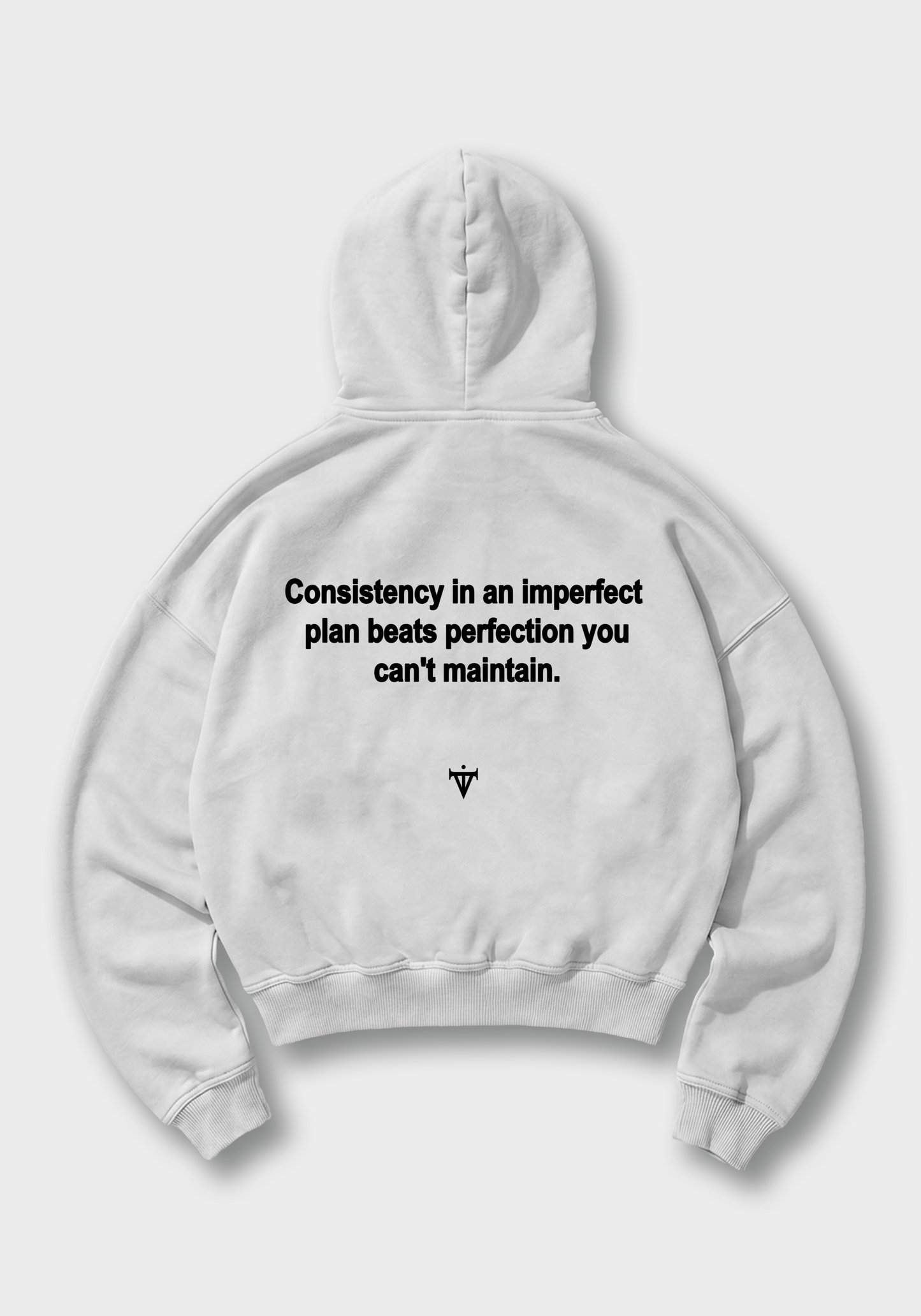 Consistency beats perfection Oversized Hoodie - White Back (Designed)