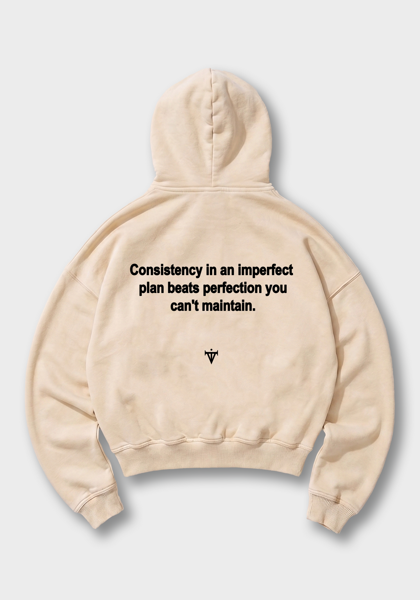 Consistency beats perfection Oversized Hoodie - Beige Back (Designed)