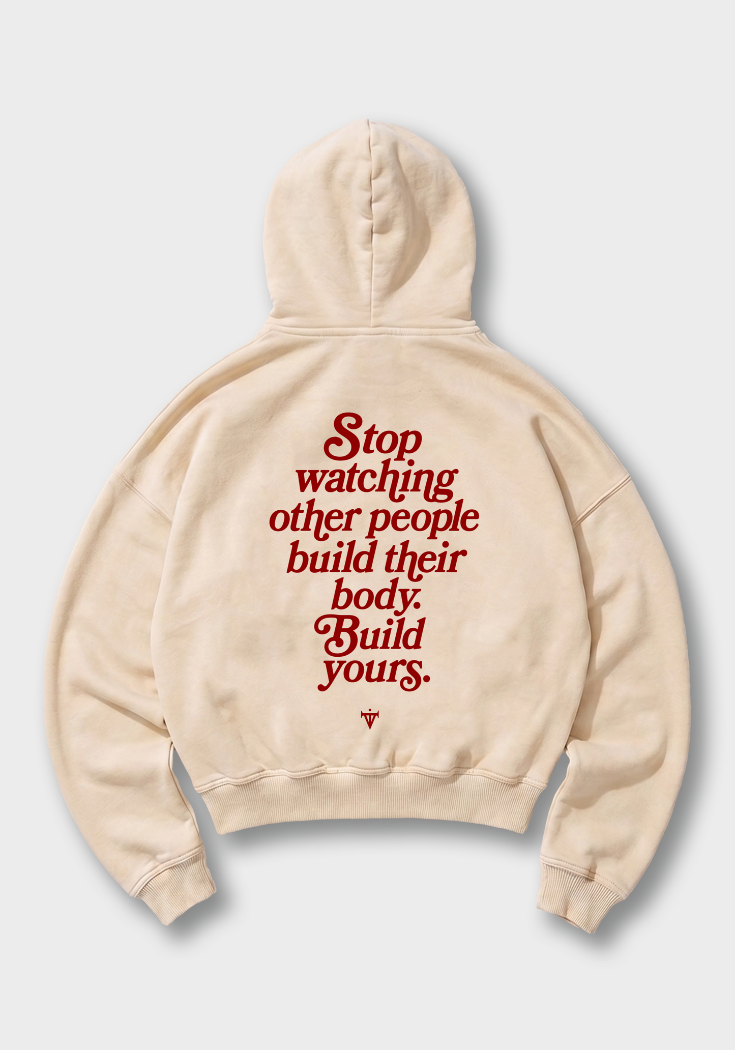 Stop watching other people Oversized Hoodie - Beige Back (Designed)