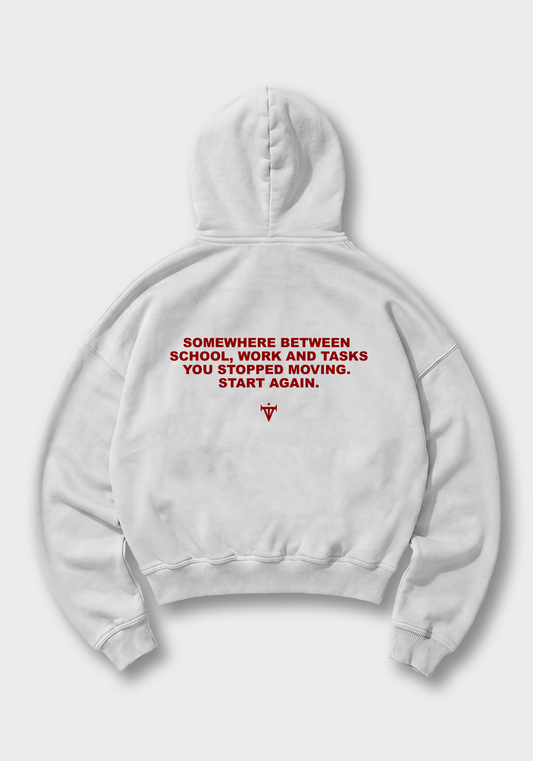 Start Again Oversized Hoodie - White Back (Designed)