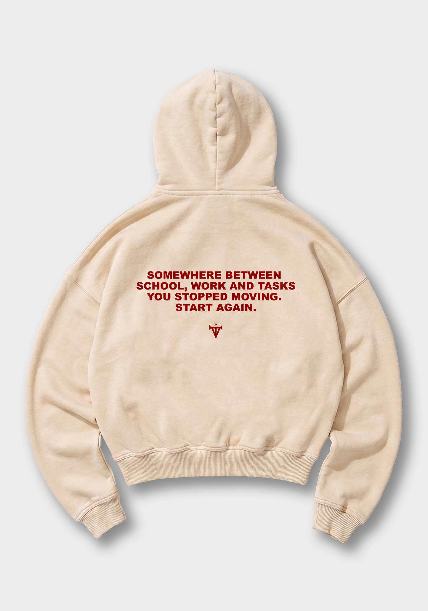 Start Again Oversized Hoodie - Beige Back (Designed)