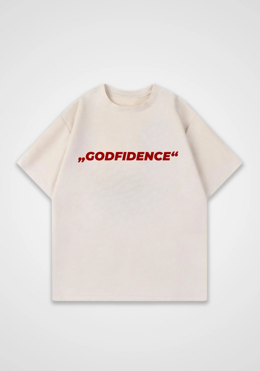 Godfidence Oversized Shirt - Beige Front (Designed)