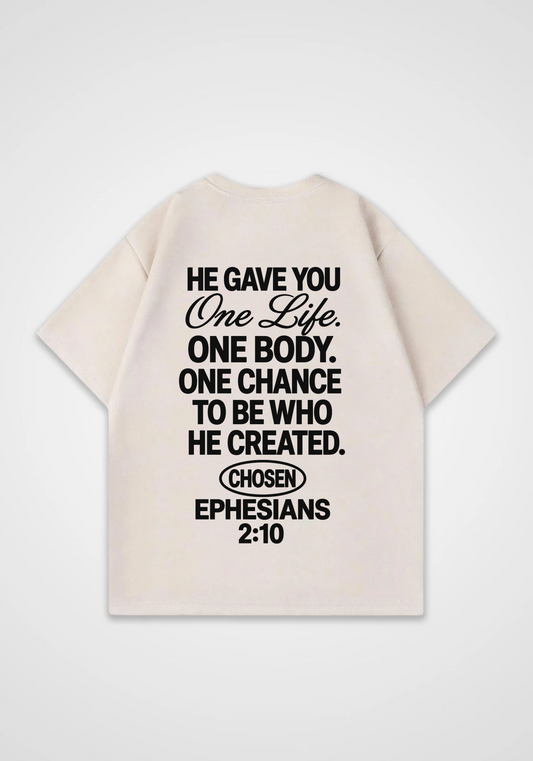 He gave you one Life Oversized Shirt - Beige Back (Designed)