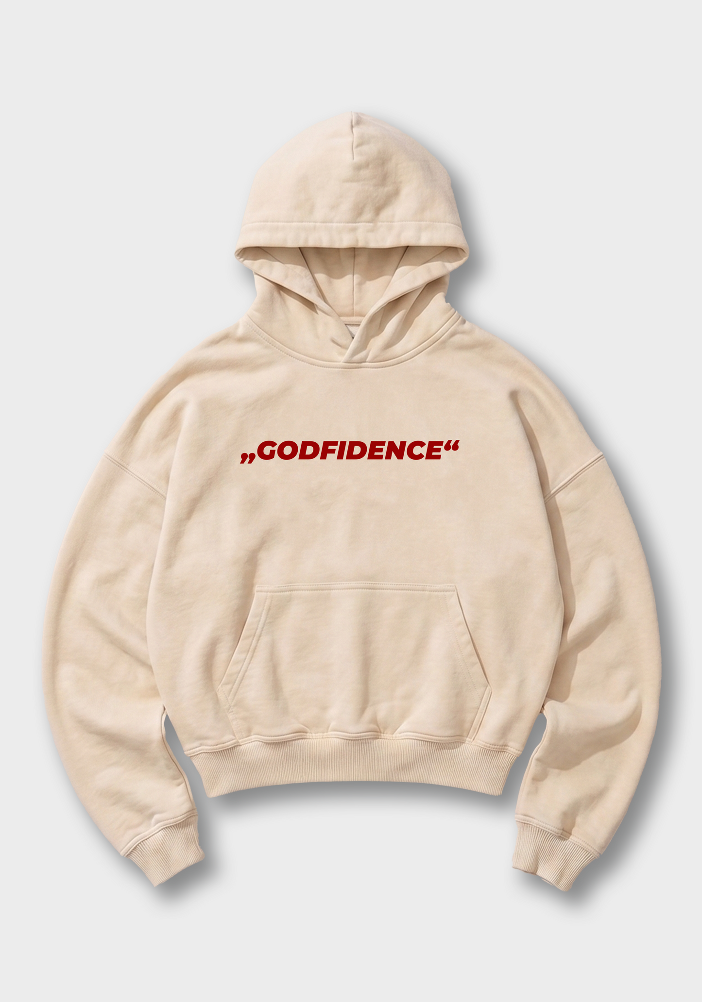 Godfidence Oversized Hoodie - Beige Front (Designed)