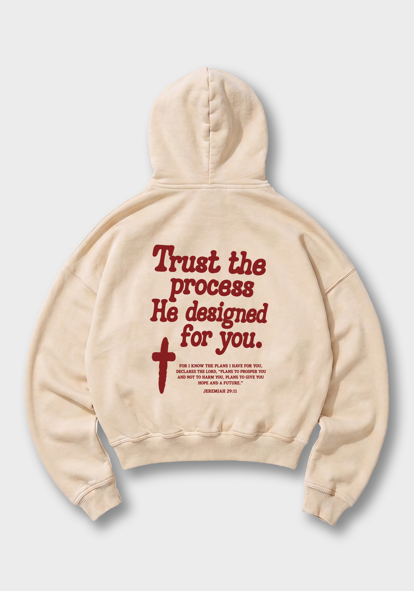Trust the process Oversized Hoodie - Beige Back (Designed)