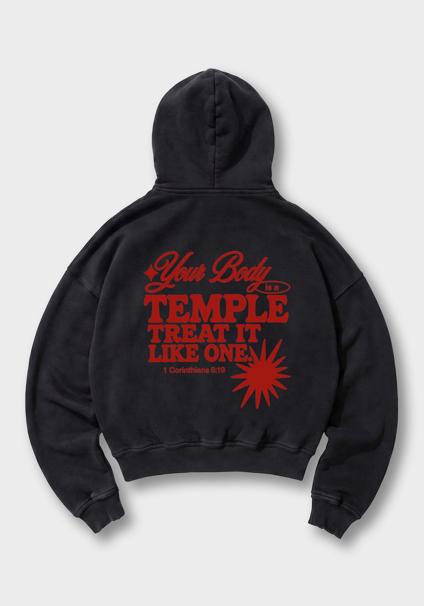 Youre body is a Temple Oversized Hoodie - Black Back (Designed)
