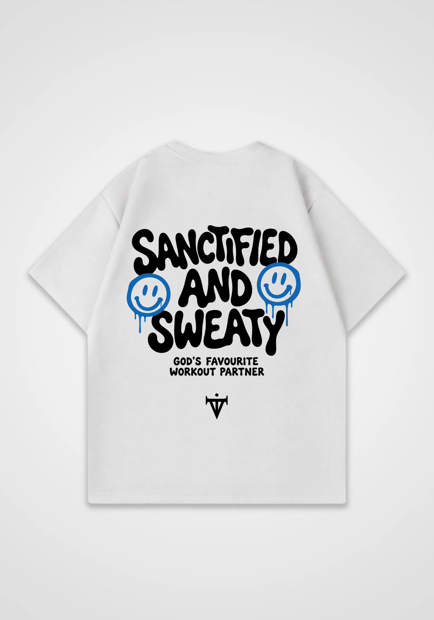 Sanctified and Sweaty Oversized Shirt - White Back (Designed)