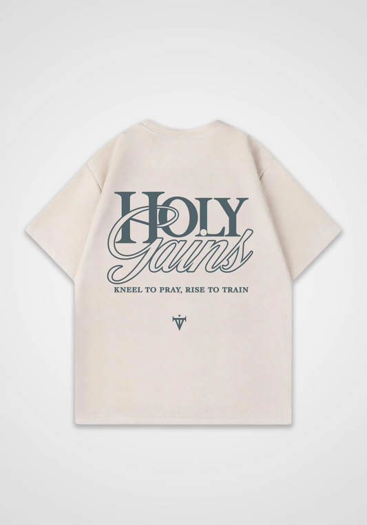Holy Gains Oversized Shirt - Beige Back (Designed)