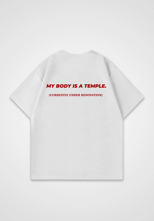My body is a temple Oversized Shirt - White Back (Designed)