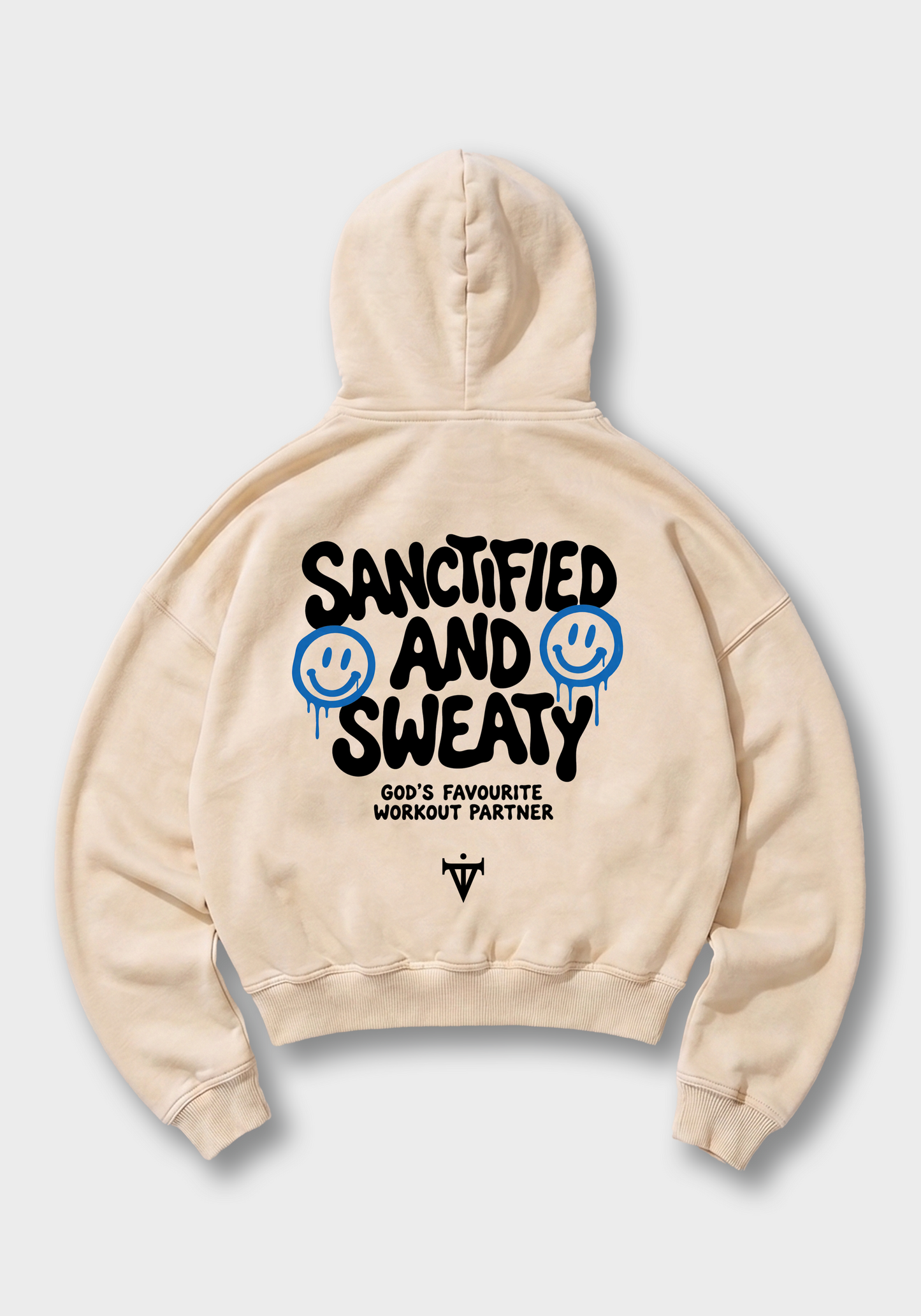Sanctified Oversized Hoodie - Beige Back (Designed)