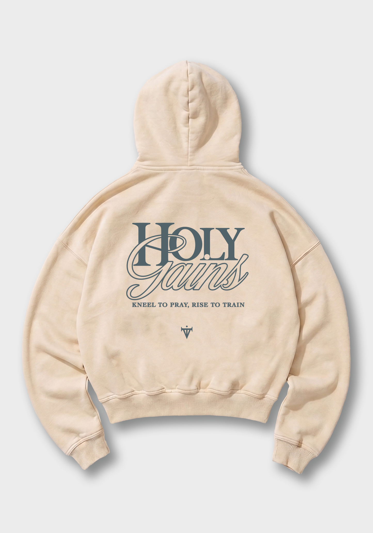 Holy Gains Oversized Hoodie - Beige Back (Designed)