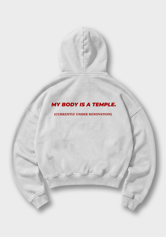 My body is a Temple Oversized Hoodie - White Back (Designed)