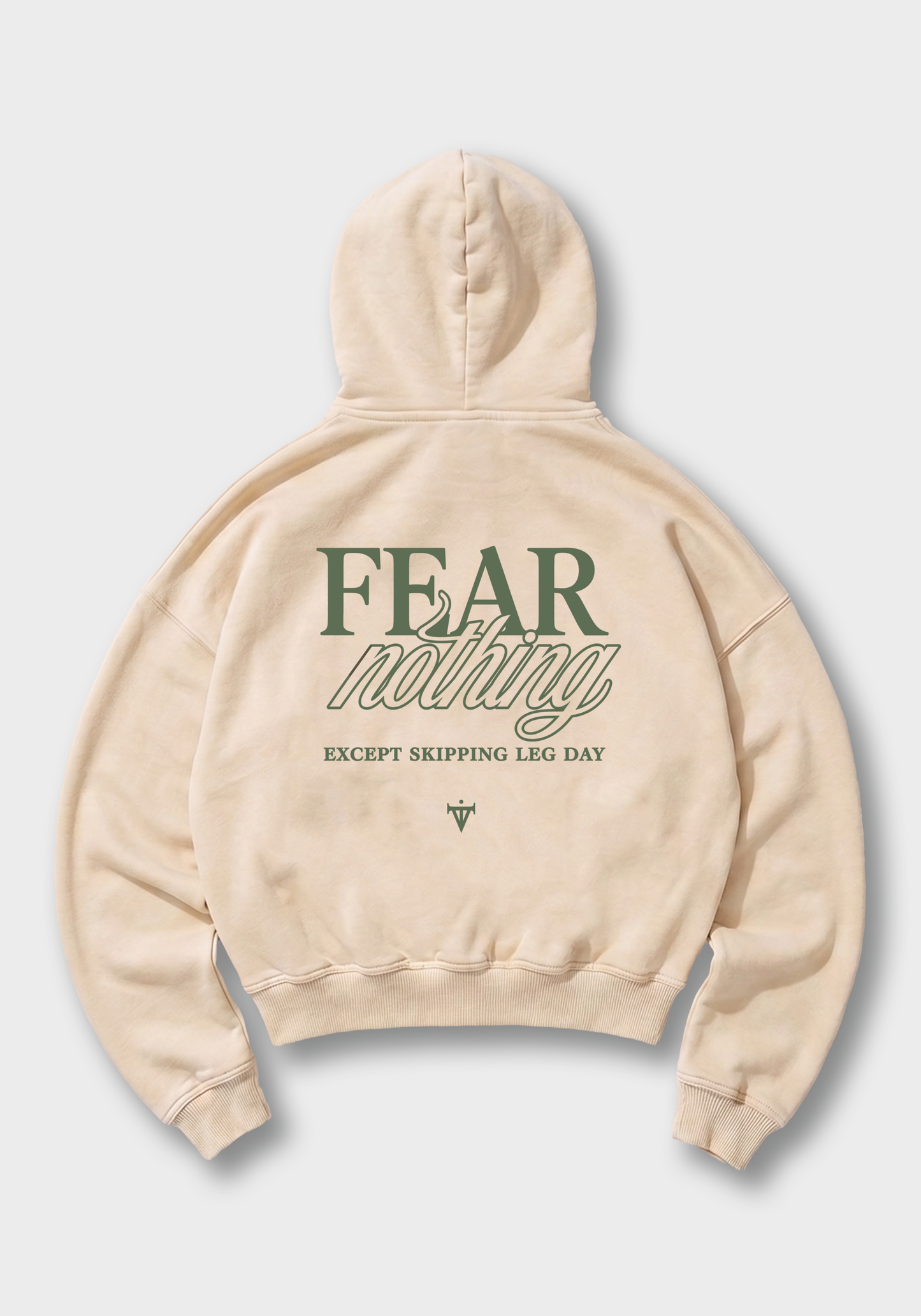 Fear Nothing Oversized Hoodie - Beige Back (Designed)